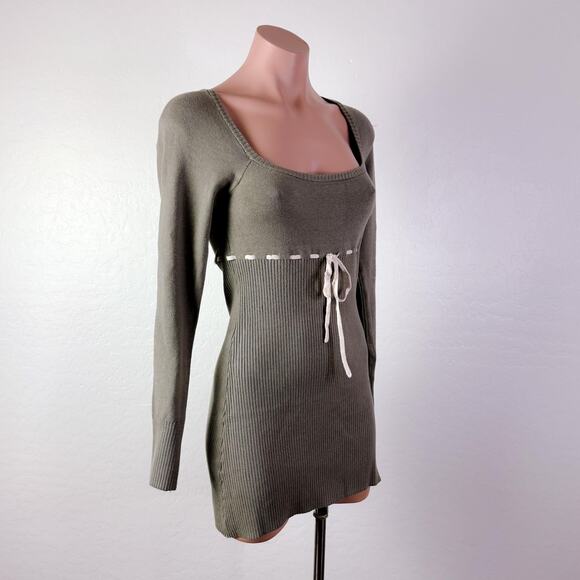 Urban Outfitters Kimchi Blue Edison Knit Sleeve Mini Dress Sage Grunge Y2K L NWT - Picture 3 of 11